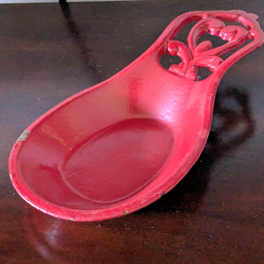 Red Cast Iron Spoon Rest